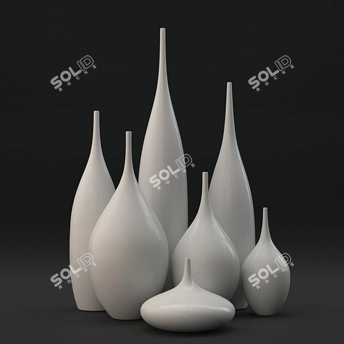 Elegant Glass Flasks Set 3D model image 1