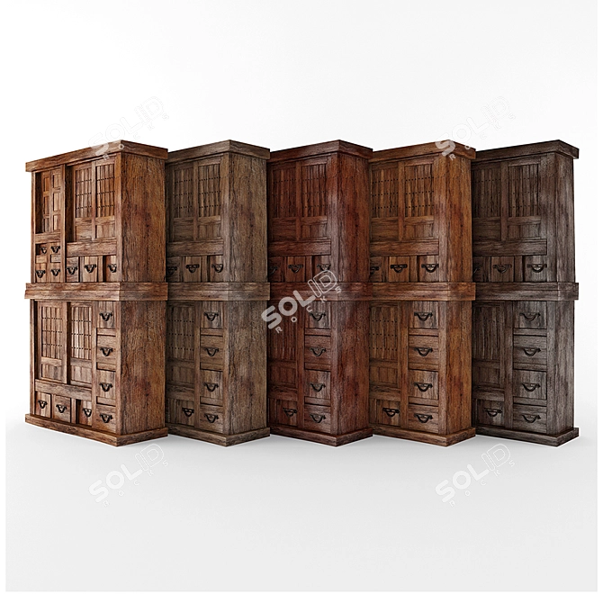 Vintage Wardrobe | 3D Retro Closet Model 3D model image 1