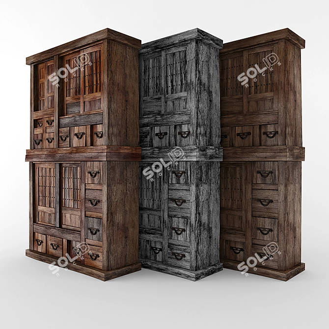 Vintage Wardrobe | 3D Retro Closet Model 3D model image 2