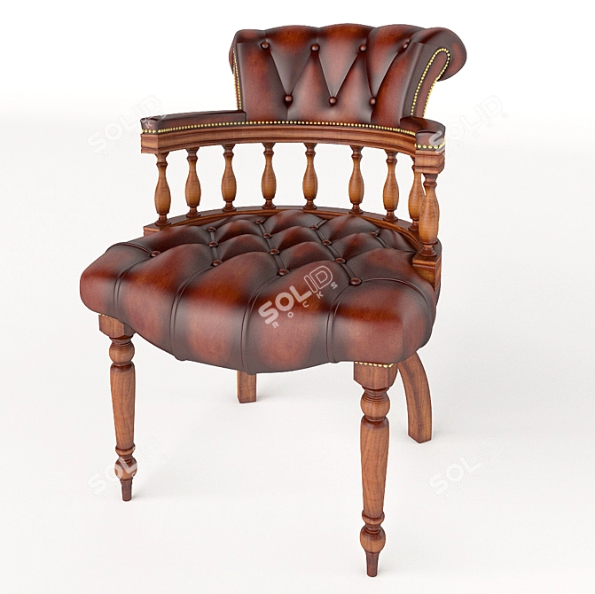 Vintage-inspired Nautical Captain's Chair 3D model image 1