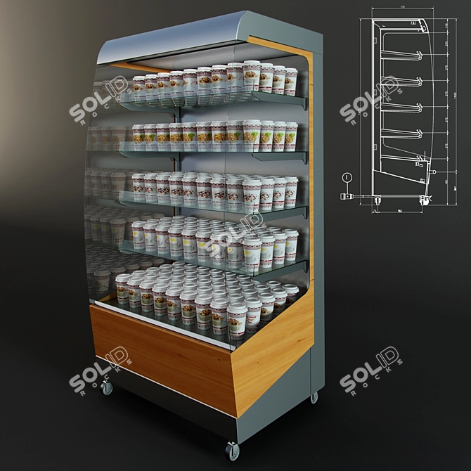 Food Display Showcase: Open-front with Plastic Cups 3D model image 1