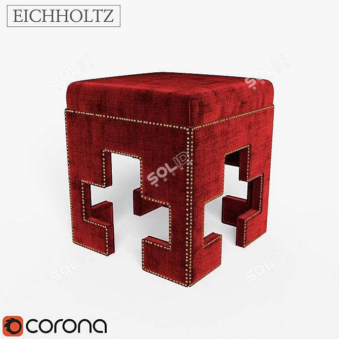 Luxury Baglioni Velvet Stool 3D model image 1