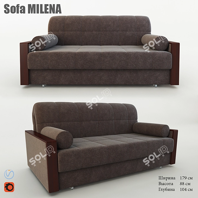 Milena Sofa: Modern and Stylish 3-Seater 3D model image 1