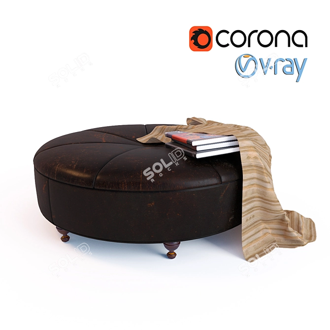 Luxury Round Leather Ottoman 3D model image 1