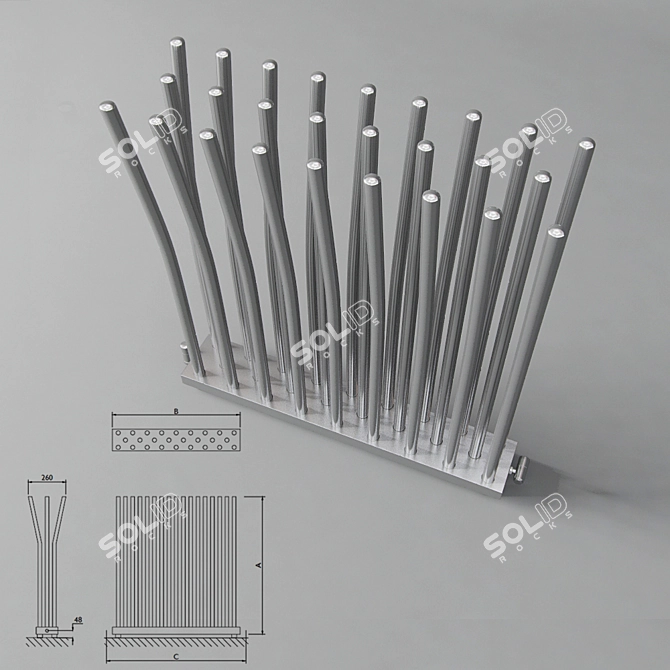 Deltacalor Bambu Radiator - Sleek and Stylish 3D model image 2