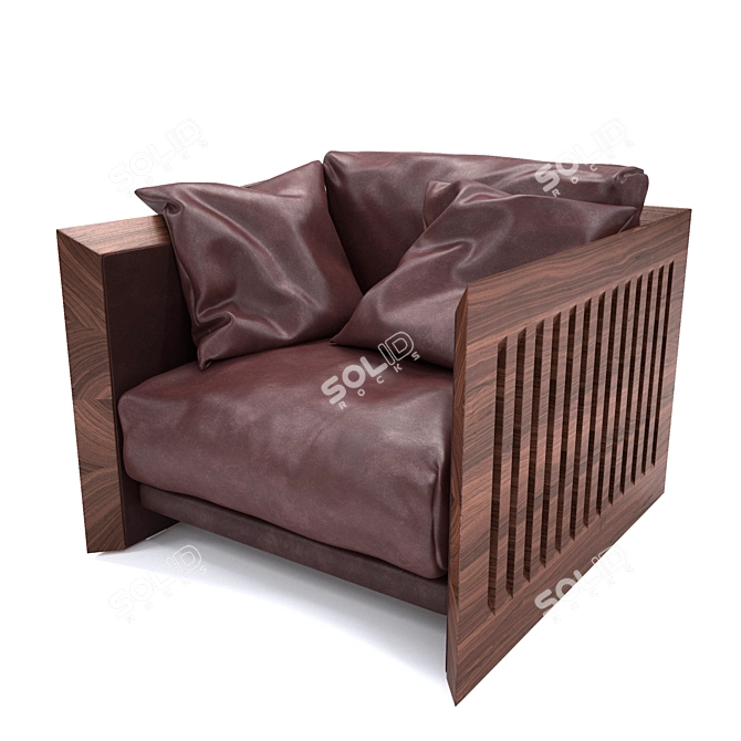 RIVA Cozy Wood Armchair 3D model image 1