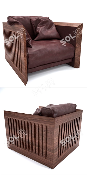 RIVA Cozy Wood Armchair 3D model image 2