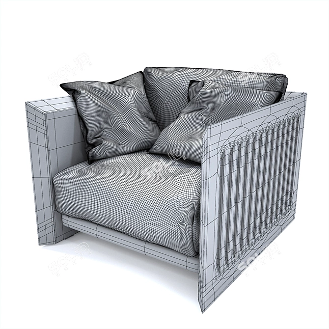 RIVA Cozy Wood Armchair 3D model image 3