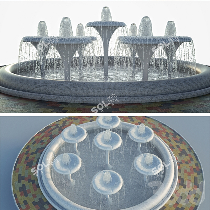 6m Fountain with Adjustable Sprays 3D model image 1