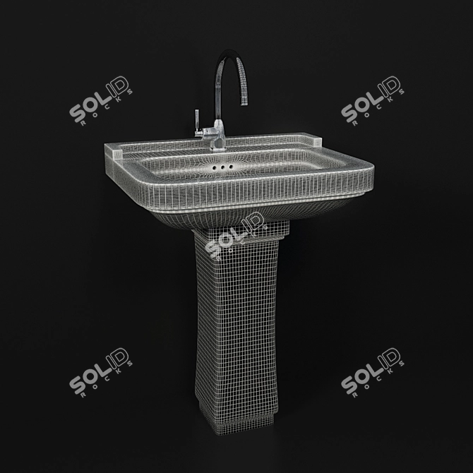 Neo Ceramic Wash Basin & Vanity 3D model image 2