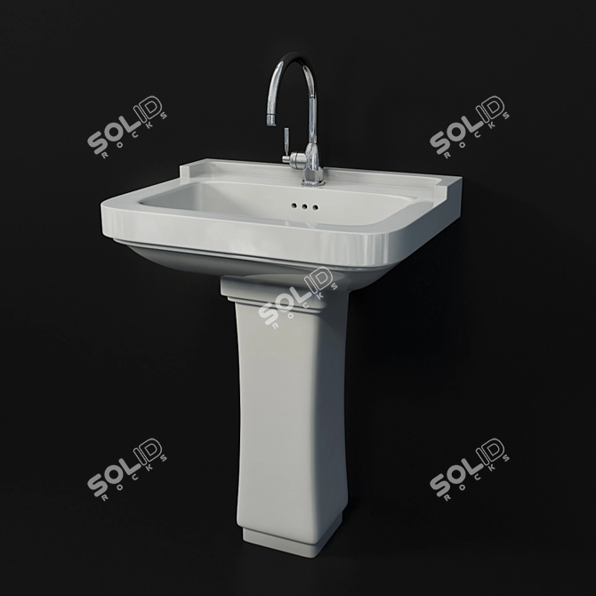 Neo Ceramic Wash Basin & Vanity 3D model image 3