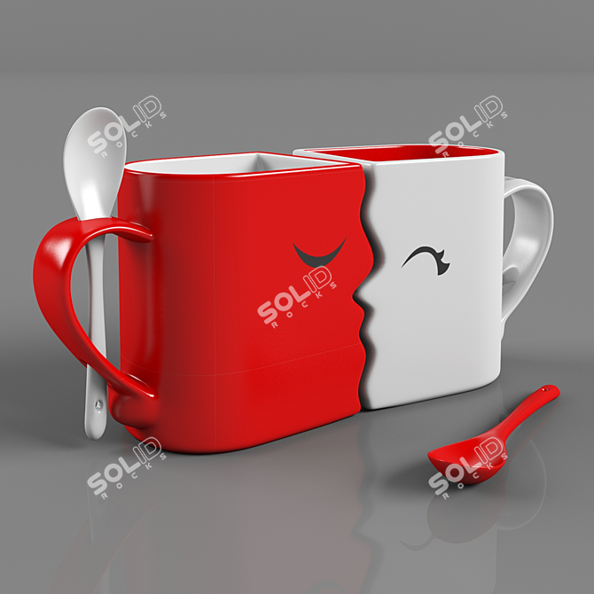 Romantic Mug Set 3D model image 1