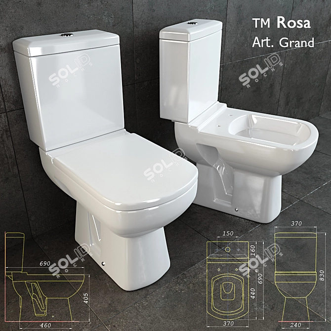 Grand Rosa: Elegant and Functional Toilet 3D model image 1