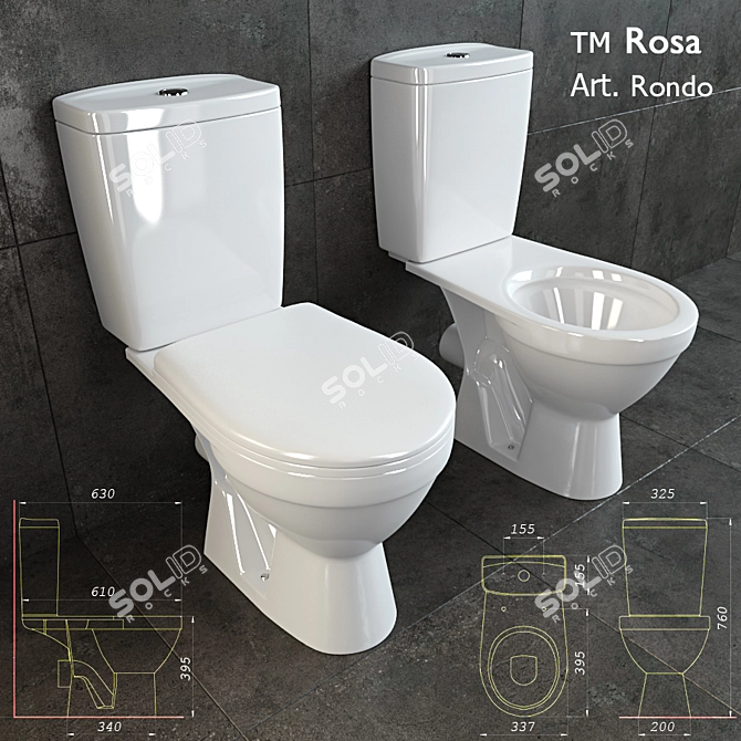 Elegant Rondo Toilet: Rosa's TM 3D model image 1