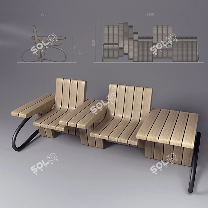 Transforming Bench-Table 3D model image 2