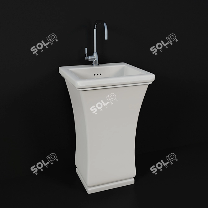 Neo Ceramic Basin with Perrin & Rowe Mimas Faucet 3D model image 1