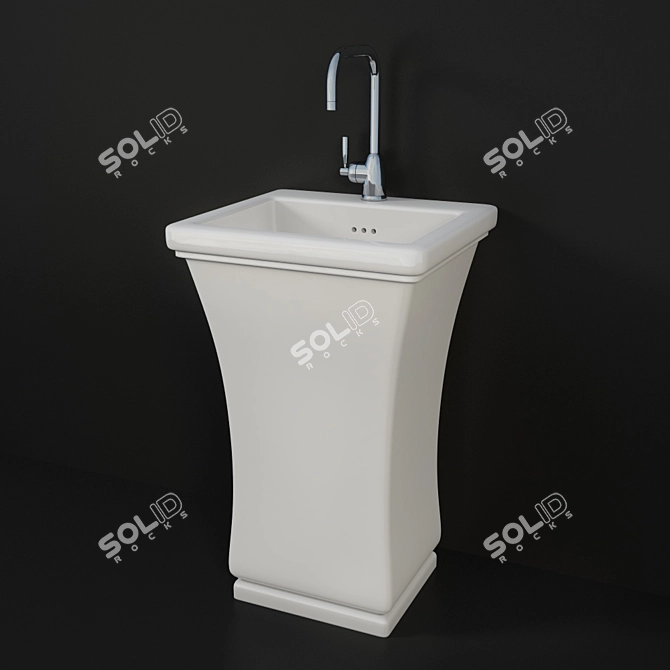 Neo Ceramic Basin with Perrin & Rowe Mimas Faucet 3D model image 2