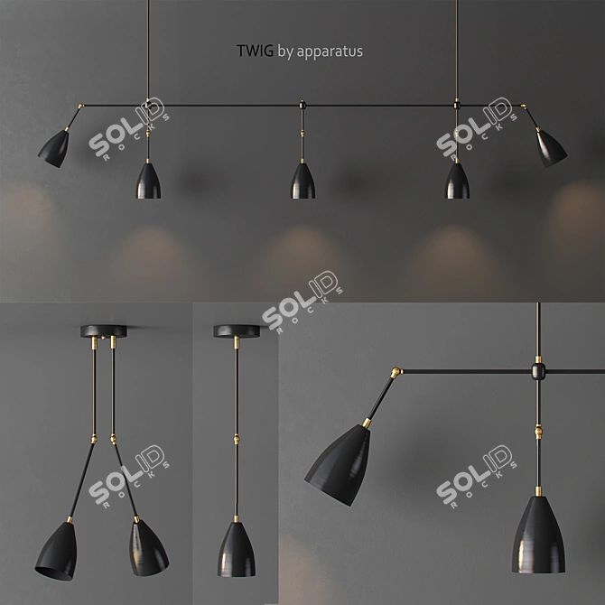 Sculpted Elegance: Twig Pendant Light 3D model image 1