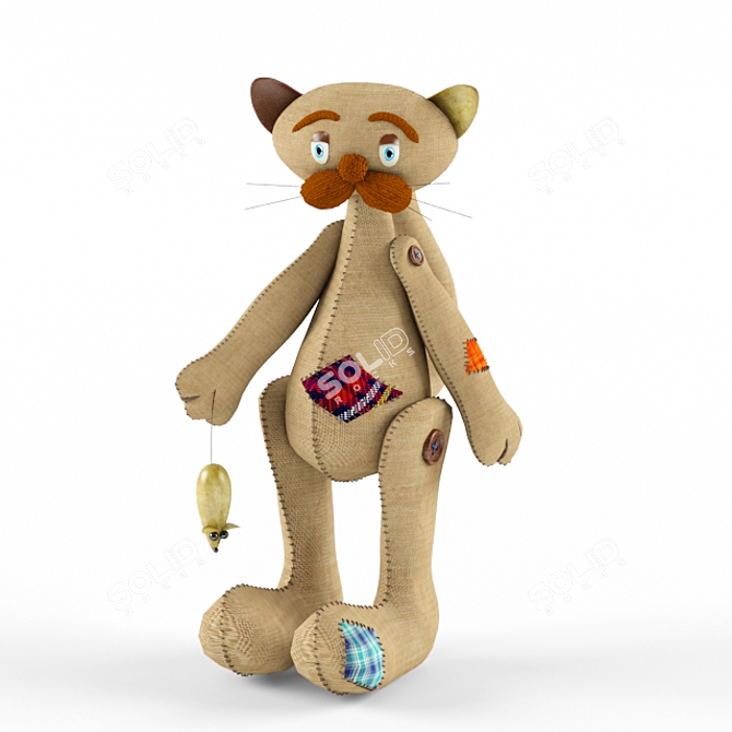 Vintage Style Toy Cat with Mouse 3D model image 1