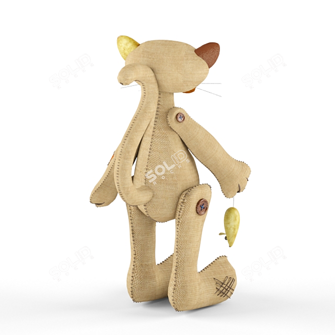 Vintage Style Toy Cat with Mouse 3D model image 2