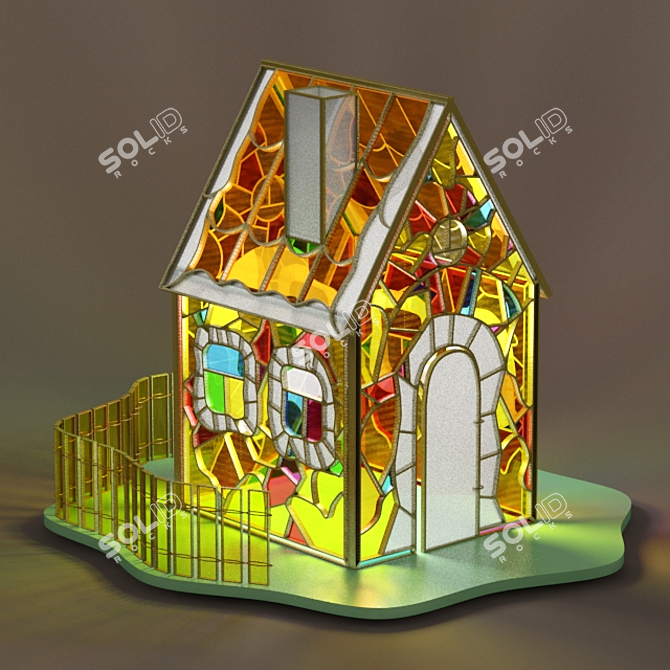 Title: Stained Glass "House" Lamp 3D model image 1