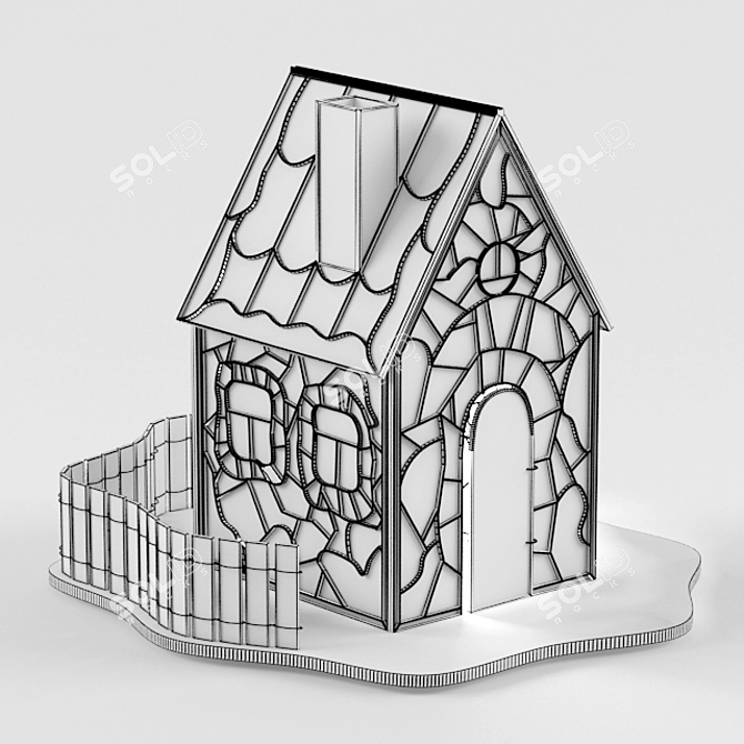 Title: Stained Glass "House" Lamp 3D model image 2