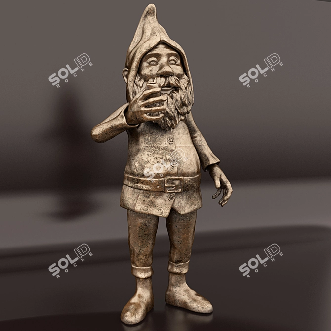 Vintage Bronze Gnome Sculpture 3D model image 1