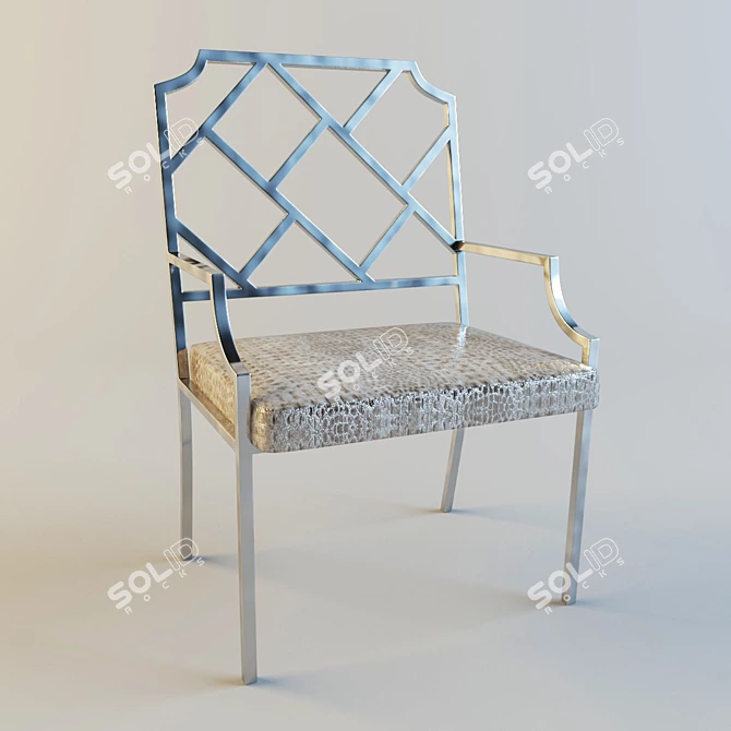 Sleek Chrome Chippendale Dining Chair 3D model image 1