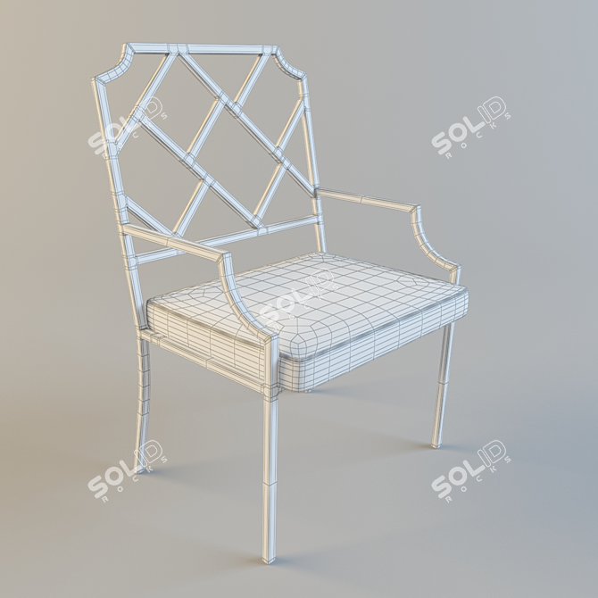 Sleek Chrome Chippendale Dining Chair 3D model image 3