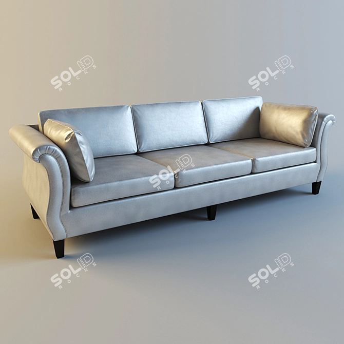 Vintage Hollywood Scroll Arm Sofa 3D model image 1