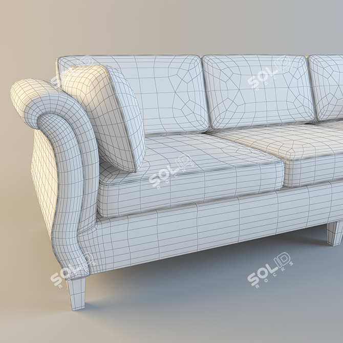 Vintage Hollywood Scroll Arm Sofa 3D model image 3