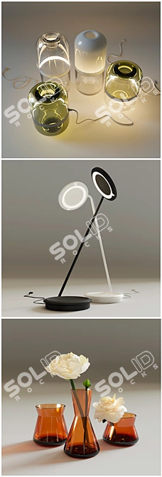 Modern Glass Lighting Set 3D model image 2