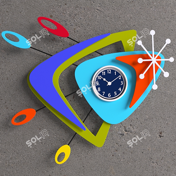 Sleek Art-inspired Wall Clock 3D model image 1