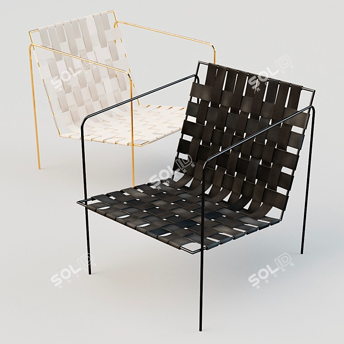 Modern Leather and Metal Chair 3D model image 1