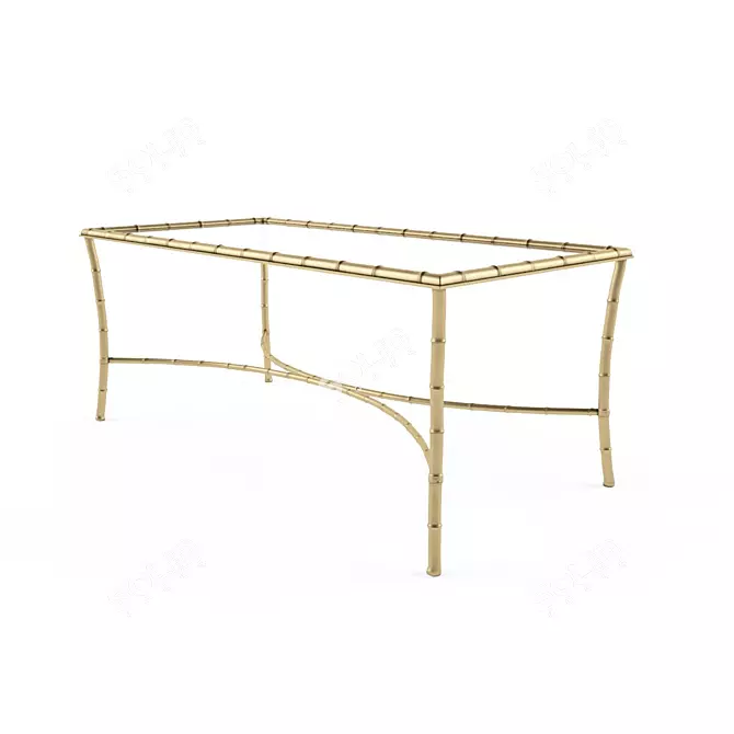 Vintage Bronze Bamboo Coffee Table 3D model image 1