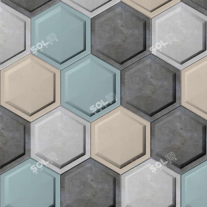 Modern Concrete Wall Tile 3D model image 1