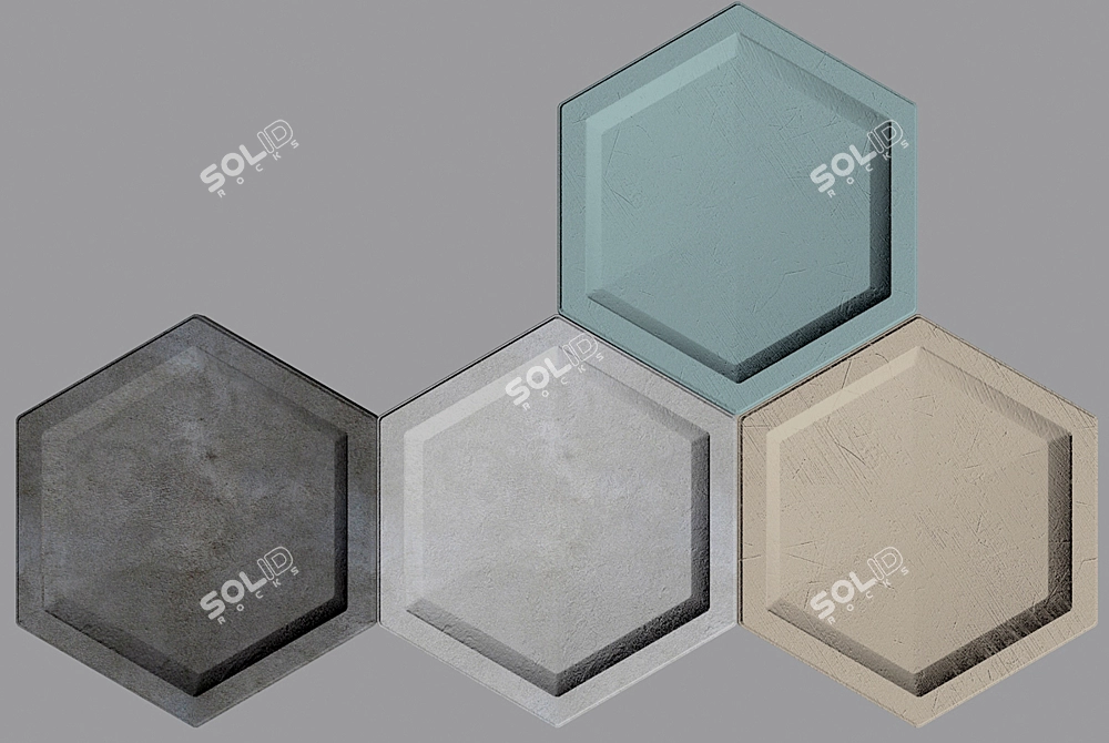 Modern Concrete Wall Tile 3D model image 3