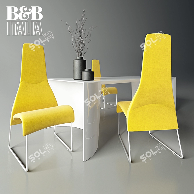 B&B Italia Lazy Chair with Archie Table Set 3D model image 1