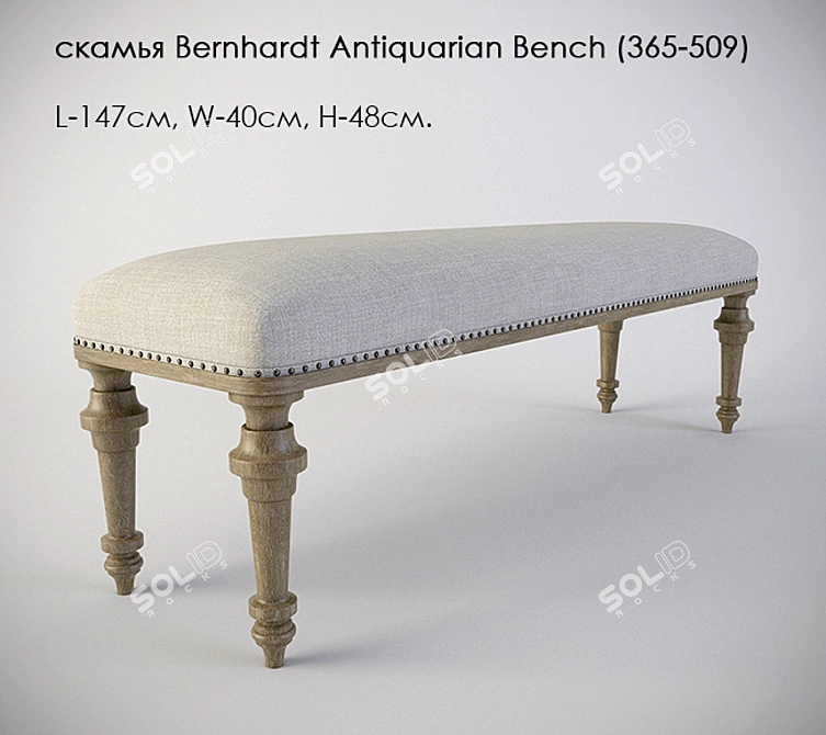 Elegant Bernhardt Antiquarian Bench 3D model image 1