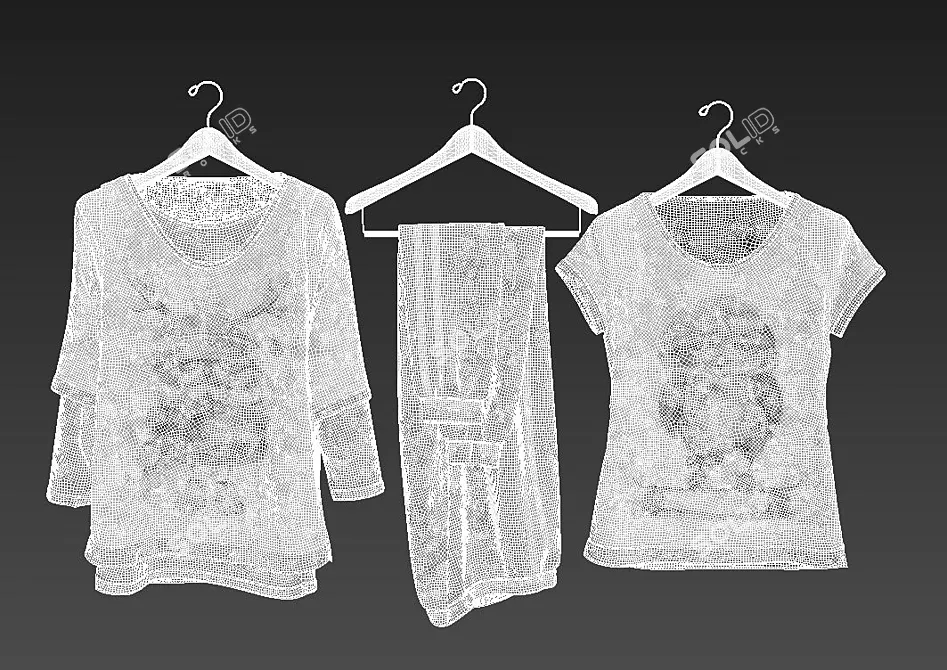 3D Clothes Set | Vray Materials, Textures included 3D model image 3