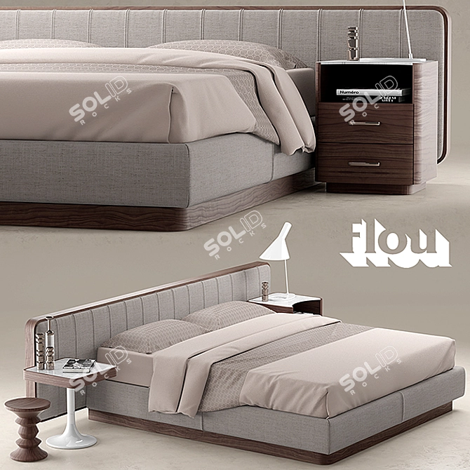  Elegant and Comfortable Flou Letto Ermes Bed 3D model image 1