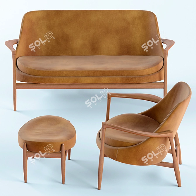 Elegant Elizabeth Sofa & Chair 3D model image 2