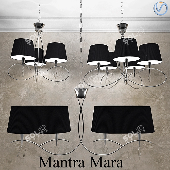 Elegant Mantra Mara Pendant Lights 3D model image 1