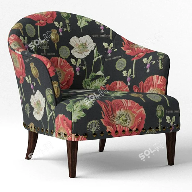 Pottery Barn Ellis Armchair: Elegant Upholstered Seating 3D model image 1