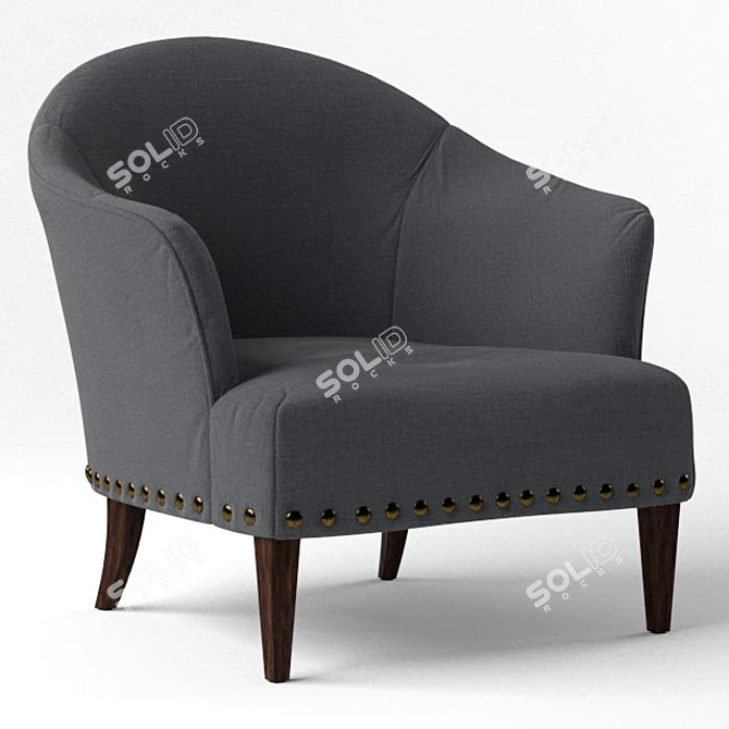 Pottery Barn Ellis Armchair: Elegant Upholstered Seating 3D model image 2