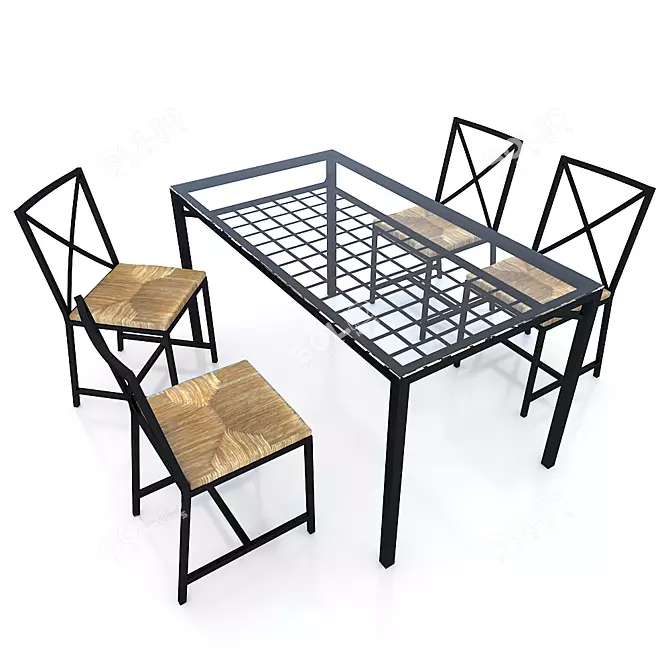 IKEA GRANAS Table Set with Chairs 3D model image 2