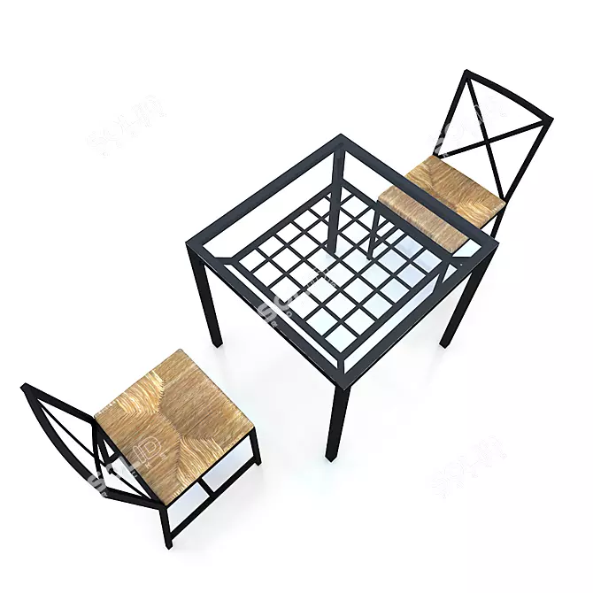 IKEA GRANAS Table Set with Chairs 3D model image 3