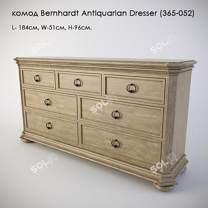 Vintage Bernhardt Antiquarian Dresser 3D model image 1