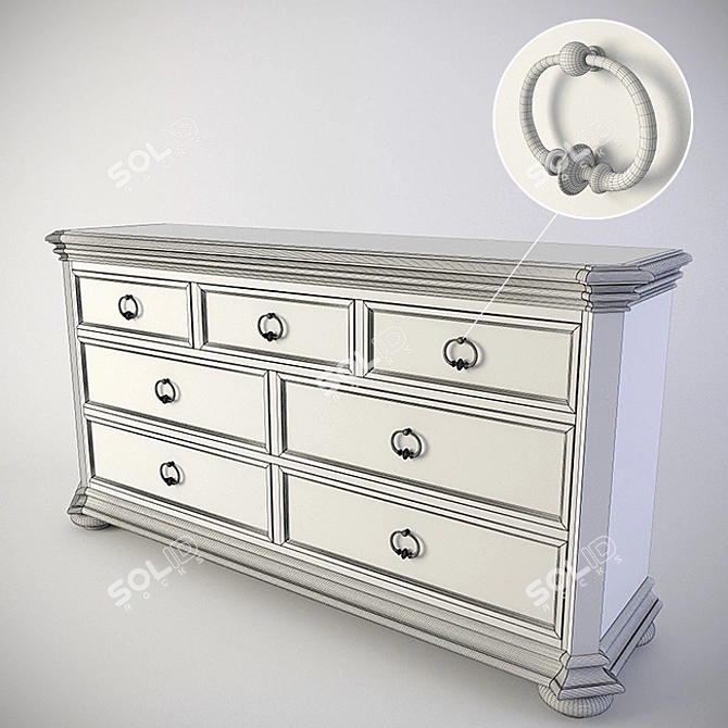 Vintage Bernhardt Antiquarian Dresser 3D model image 2