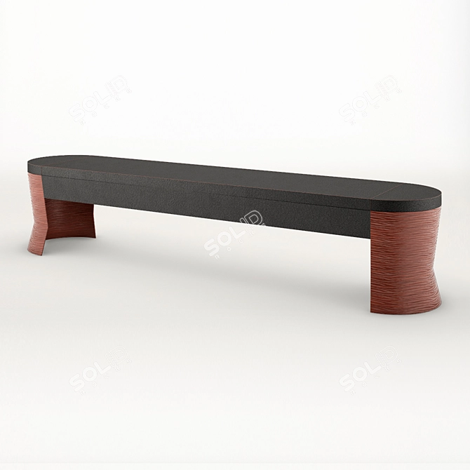 Elegant Leather Seat with Bronze Legs 3D model image 1